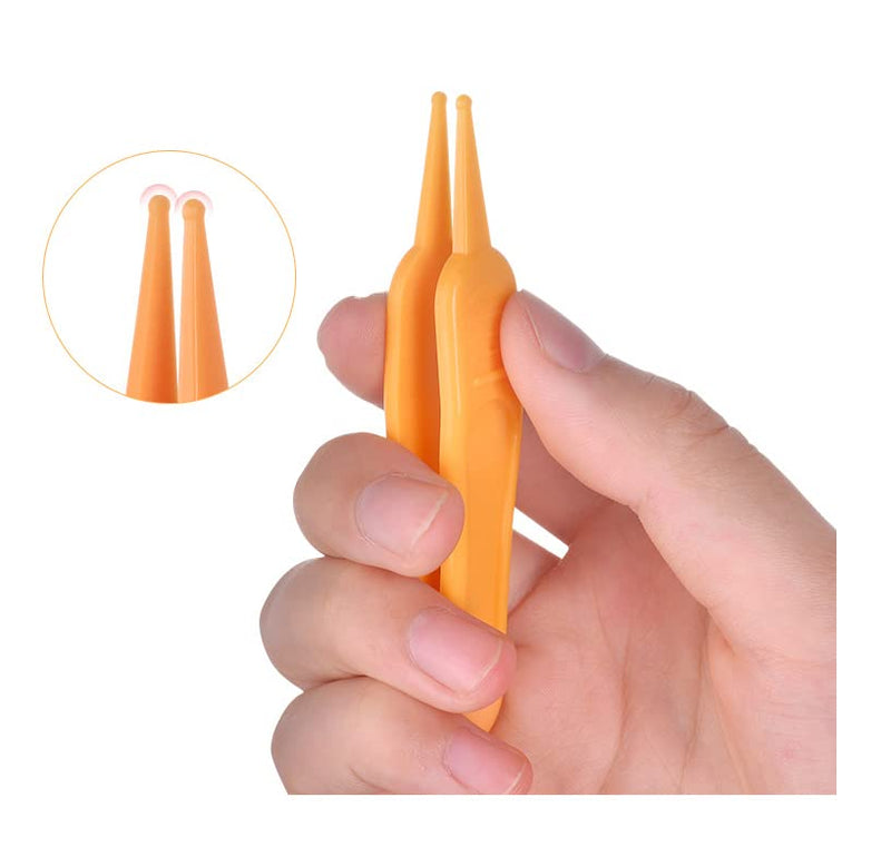 [Australia] - HLLMX 6 PCS Infant Nose Cleaning Tweezer with Plastic Round-Head Baby Ear Nose Navel Cleaner Clip for Baby Care 