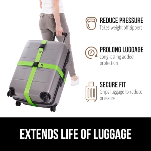 GORILLA GRIP Luggage Straps and Tactical Flashlights, Luggage Straps Tightening Belts 4 Pack in Green, Tactical Flashlight Adjustable Mode 2 Pack in Hunter Green, 2 Item Bundle
