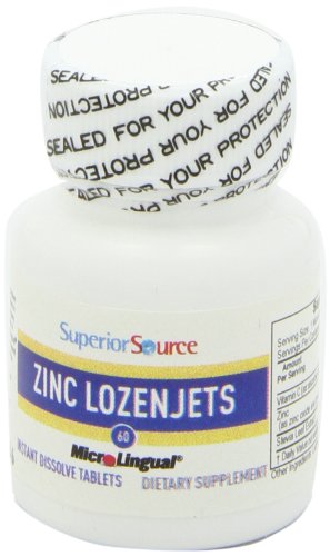Superior Source Zinc Lozenjets - Immune System Support Supplement - Trace Mineral Supplement Aids Systems & Functions - Zinc Supplement for Women & Men - 60 Instant Dissolve Tablets 60 Count (Pack of 1)