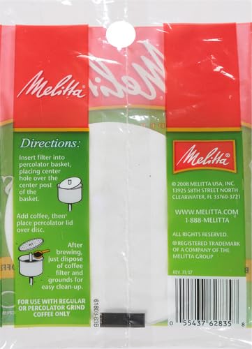 [Australia] - Melitta 3.5 Percolator Disc Coffee Filters, White, 100 Count 100 Count (Pack of 1) Disc Filter 