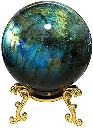 Natural Labradorite Sphere Rock Quartz Crystal Ball Healing Ornament Specimen + Pedestal (500g) 500g