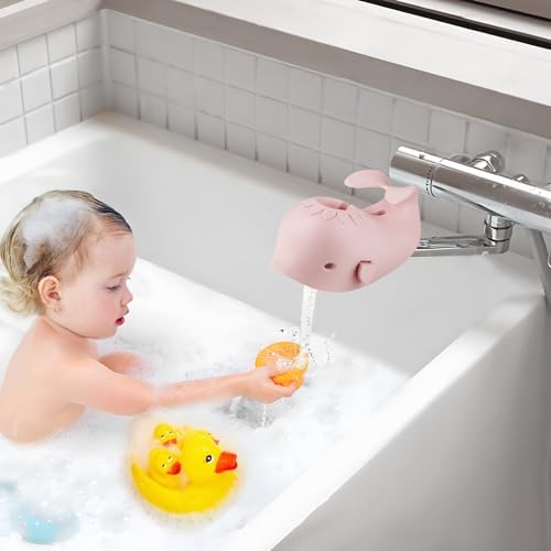 [Australia] - PandaEar Bath Spout Cover, Baby Bathtub Faucet Cover, Baby Shower Protector Cover for Kids Toddlers, Universal Fit -Whale (BabyPink) 