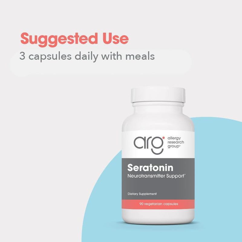 Allergy Research Group ARG Seratonin Neurotransmitter Support, 90 Capsules | Vitamin C, Niacin, Folate and More Supporting Serotonin Pathway Balance, Positive Outlook and Restfulness