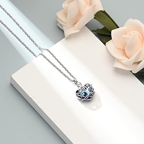 shajwo Tree of Life Heart Urn Necklace Silver-blue