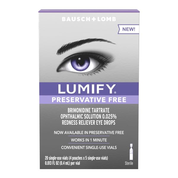 [Australia] - LUMIFY Redness Reliever Preservative Free Eye Drops, 20 Single Use Vials (Pack of 2) 