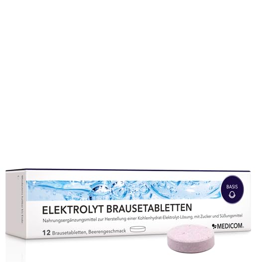 [Australia] - Medicom - Electrolyte effervescent tablets, electrolytes and carbohydrates for endurance, sodium, potassium, chloride, dextrose, berry flavor, hydration, vegan - 12 effervescent tablets 