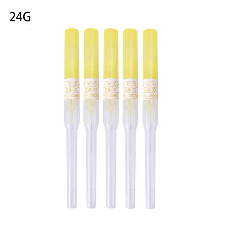 [Australia] - Caphstion 50pcs 24G Disposable Catheter Piercing Needles Stainless Steel Body Piercing Needles for Lip Eyebrow Navel Earrings, Yellow 