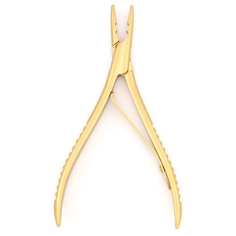 Hair Extension Tool Stainless Steel Hair Pliers with 2 Holes Microlinks Remover Beads Opener Tool Weft Extension Hair Styling Hair Beauty Salon Accessories Gold