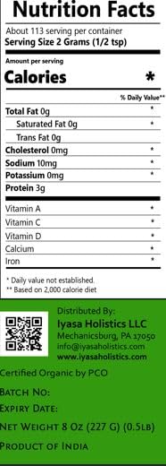[Australia] - Organic Bacopa Powder (Brahmi Leaf), Certified Organic Ayurveda Superfood, Hair and Brain Tonic, Resealable Pouch of 8 oz 8.0 ounces 