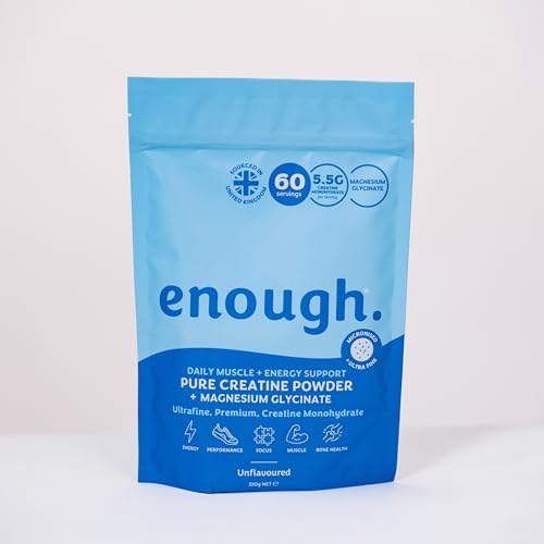 enough. Pure Creatine Powder with Magnesium Glycinate 330g (60 Days) - Monohydrate Creatine Powder, Ultrafine, Premium, 100% Micronised, Easy Dissolve, Vegan, Unflavoured, for Men and Woman