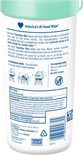 [Australia] - Wet Ones Hand and Face Wipes, Sensitive Skin Wipes | Unscented Wipes, Hand and Face Wipes Sensitive Skin, Wet Ones Sensitive Skin Wipes, 40 ct. Canister Fragrance Free 40 Count (Pack of 1) 