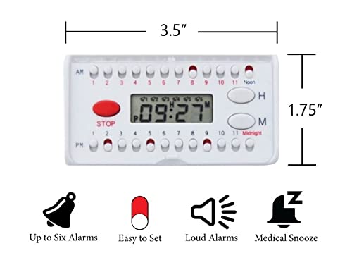 e-Pill 7 Day Weekly Pill Organizer – 6 Times a Day Medicine & Vitamin Box with 6 Alarm Reminders Timer