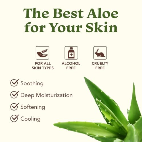 Green Leaf Naturals Aloe Vera Gel, After Sun Care for Face, Skin & Hair, Cold Pressed, Smooth Gel, Made in USA, Fast-Absorbing, Non-Sticky Formula with Vitamin C, 12 oz 12 Ounce (Pack of 1)