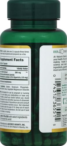 [Australia] - Nature's Bounty St. John’s Wort 300mg Capsules, Herbal Health Supplement, Promotes a Positive Mood, 100 Capsules 1 Count (Pack of 100) 