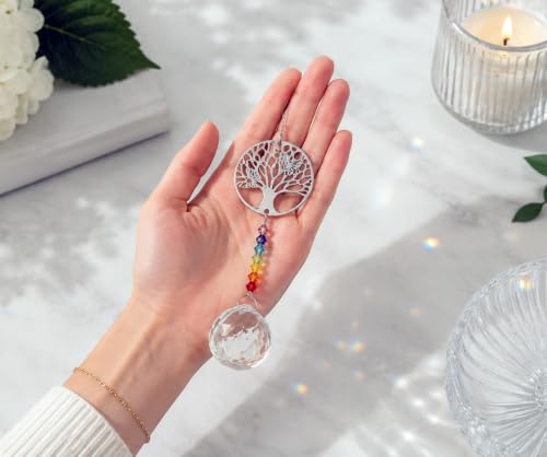 Tree of Life Crystal Suncatcher, Rainbow Maker Window Hanging Ornament