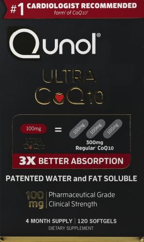 Qunol Ultra CoQ10 100mg, 3X Better Absorption, Antioxidant, 120 Softgels | #1 Cardiologist Recommended Supplement for Heart Health, Coenzyme Q10 Supplement to support Vascular Health & Cellular Energy 120 Count (Pack of 1)