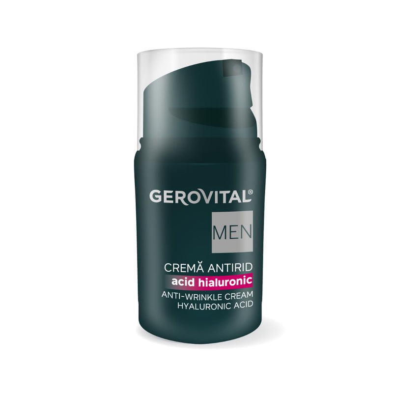 Gerovital MEN Anti Wrinkle Face Cream with Hyaluronic Acid, Vitamin E, Facial Skin Care, Moisturizer Face Cream, Anti Aging, 30 milliliters
