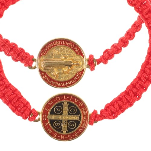 Homoyoyo Saint Benedict Adjustable Rope Bracelet with Alloy Medal Handmade