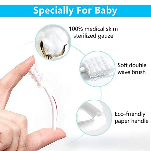 100-Pack Newborn Baby Tongue Cleaner & Soft Gauze Toothbrush - Infant Oral Cleaning Stick, Disposable, for 0-36 Months 100 Count (Pack of 1)
