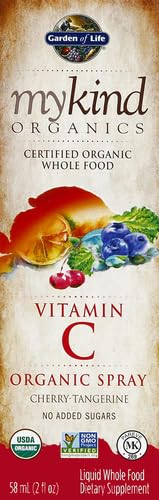 Garden of Life Organics Vitamin C Spray for Kids and Adults - Cherry Tangerine,Vitamin C Supplement,Antioxidant for Immune Support and Skin Health,2 fl oz Liquid Drops,(Pack of 2) Cherry-Tangerine 2 Fl Oz (Pack of 2)