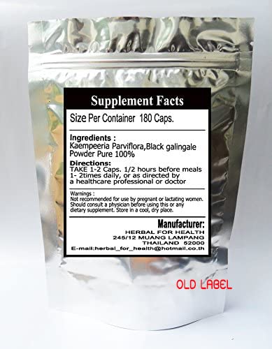 [Australia] - Kaempferia Parviflora-Black Ginger-Black Galangal-krachai Dum in Thai 500 Mg. 180 Caps.from Thailand 