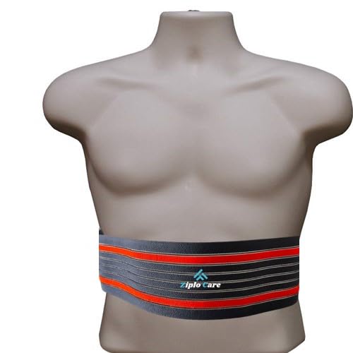 Umbilical Hernia Support Belt for Men | Adjustable Abdominal Binder | Breathable Compression Wrap for Navel Hernia, Post-Surgery Recovery & Belly Button Pain Relief (Black & Red, X-Large) Black & Red