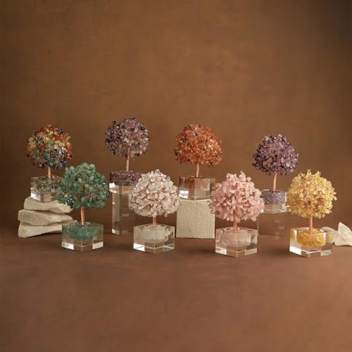 Clear Quartz Healing Crystal Tree of Life, Office Decor Clear Quartz Crystal Tree 243 Beads