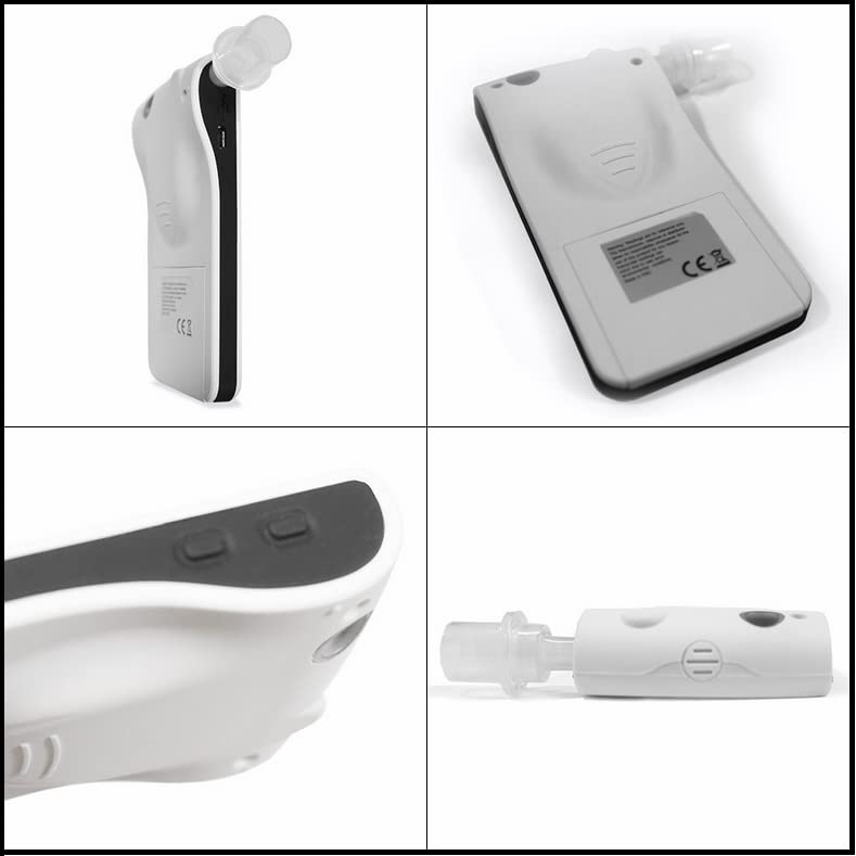 Alcohol Test with Large 2.2'' 3 Color Display. Ultra Thin 12mm Thick Portable Breath Analyzer. Rechargeable with 200 Memories & Perpetual Calendar; Low Standby (Multicoloured White)