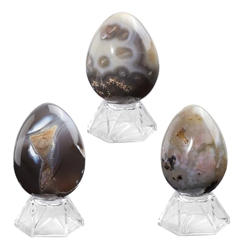 moonsix Natural Orca Agate Stone Egg Sphere with Acrylic Base, 48-70mm 1.88-2.75 inch