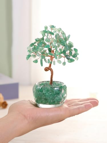 Top Plaza Natural Green Aventurine Crystal Tree, Life Tree Desk Decor
