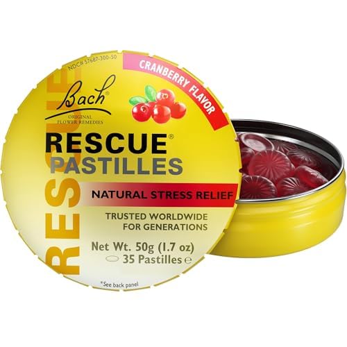 [Australia] - RESCUE Bach PASTILLES, Cranberry Flavor, Natural Stress Relief Lozenges, Homeopathic Flower Essence, Vegetarian, Gluten and Sugar-Free, 6-Pack 