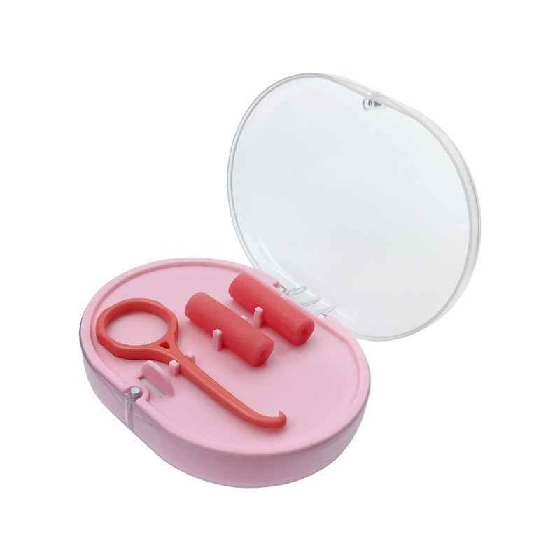 [Australia] - 2PCS Double-Layer Retainer Case with 2 Belt Chewing and 1 Removal Tool, Built in Mirror Orthodontic Travel Denture Case, Convenient Mouth Guard Case 2PCS Pink 