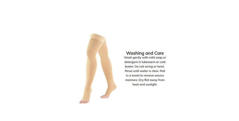 [Australia] - Truform 20-30 mmHg Compression Stockings for Men and Women, Thigh High Length, Dot-Top, Open Toe, Beige, Medium Medium (1 Pair) 