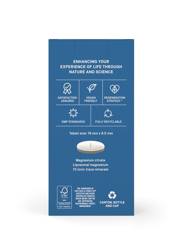 Magnesium Trace Mineral Complex Supplements, Liposomal Magnesium Citrate & Full Spectrum Trace Minerals - Dual Release - 60 Vegan Tablets