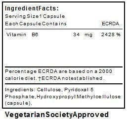 Metabolics Vitamin B6 P5P Capsules 34mg — High Strength Pyridoxal-5-Phosphate Supplement for Energy, Brain, Immune Support — Vegan, UK Made — 120 Count