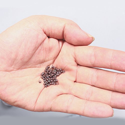 Silicone Nano Ring 1000Pcs/Bottle Nano Ring Beads Micro Links Hair Extension (#5(Brown)) #5(Brown)