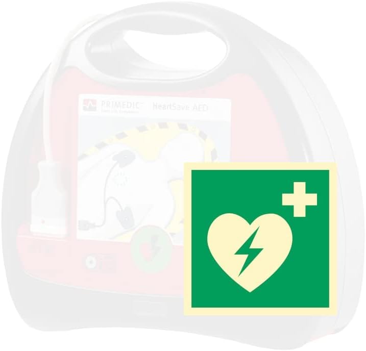 [Australia] - notlok Safety Work - First Aid Sign - Defibrillator [15 x 15 cm] | Photoluminescent plastic plate + sticker for easy installation | DIN EN ISO 7010 | Defibrillator, Aed defibrillator defibrillator [15 x 15 cm] 1 piece 