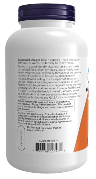 Double Strength Taurine 1000mg, 250 Veg Capsules