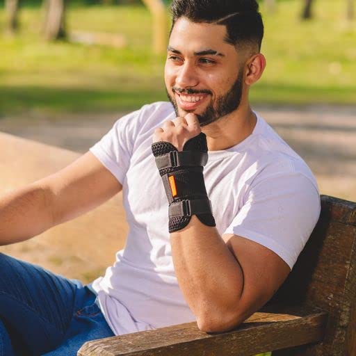 [Australia] - HIDROLIGHT - Comfort Air Orthosis for Left Hand Brace - Pain Relief Wristbands, or Tendonitis, Arthritis, Sprains, Carpal Tunnel - Non-Slip Grip, Adjustable Stripe, Wrist Support - Black, Medium 1 