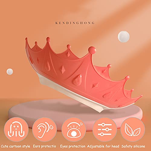 [Australia] - Shower Cap Shield for Kids, Visor Hat for Eye and Ear Protection for 0-9 Years Old Children, Cute Crown Shape Makes the Baby Bath More Fun (Pink) Pink 