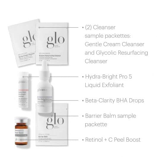 Glo Skin Beauty Retinol + Vitamin C At-Home Chemical Peel Kit, 4 oz | Anti-aging face peel kit, exfoliates uneven skin tone, brightens with vitamin C, retinol resurfacing, smoothing radiance