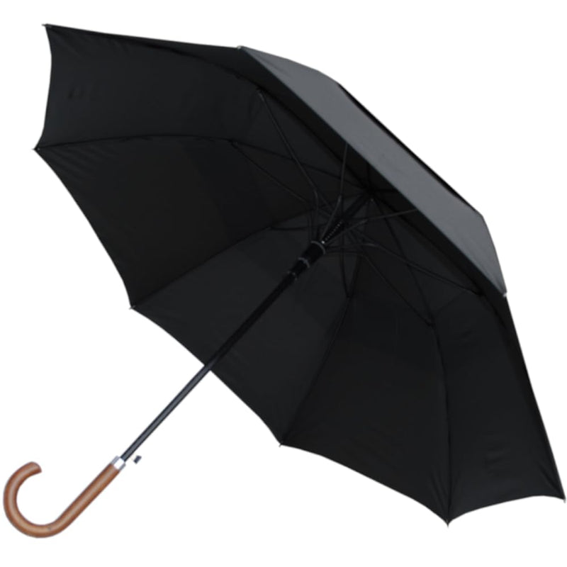 Extra Strong - Windproof Large Heavy Duty Umbrella for Rain and Wind Strong | Vented Double Canopy - Auto - Solid Wood Hook Handle - Golf - Black