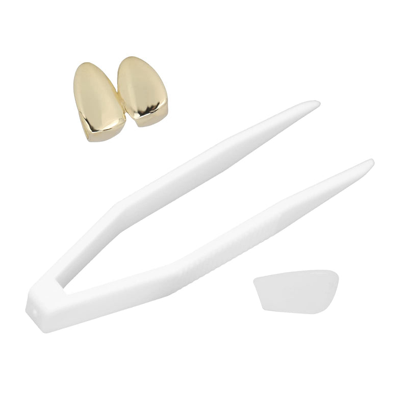 [Australia] - Brass Plating Braces, Fashionable Metal Double Tooth Decoration Jewelry for Halloween Hip-Hop Street Party(Gold) 