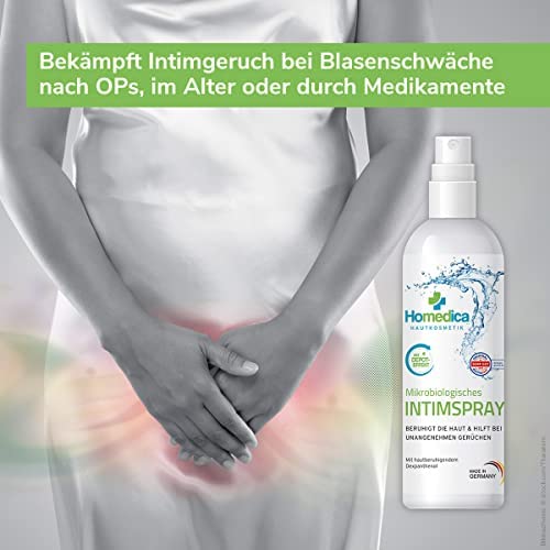 [Australia] - HOMEDICA Odor Remover Intimate Spray - 150ml - Microbiological odor neutralizer and intimate care - Reduces unpleasant odors in the intimate area - Vegan & Made in Germany 