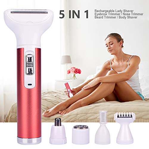 [Australia] - 5 in 1 Electric Shaver for Women, ABS Portable USB Charging Women's Razor, Painless Facial Hair Removal Razor, Lady Shave for Bikini Nose Leg Face Eyebrows Body 