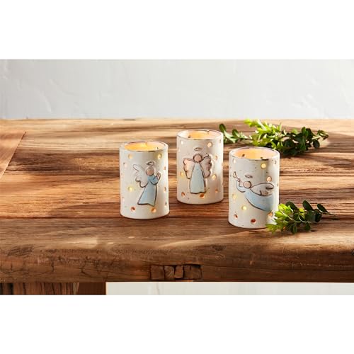 Mud Pie Farmhouse Tall Angel Votive Holders, White One Size