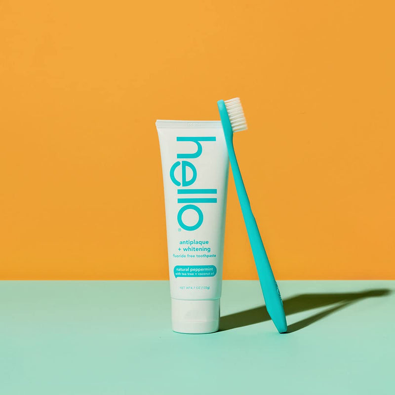 hello Blue & Green Soft Toothbrush, BPA-Free, Made from Plant-Based Materials, 2 Count (Pack of 2) 2 Count (Pack of 2)