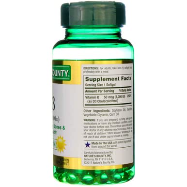 Nature's Bounty D3-2000 IU Super Strength - 150 Softgels, Pack of 6 150 Count (Pack of 6)