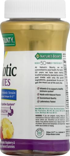Nature's Bounty Probiotic Gummies, Immune Health & Digestive Balance, Pineapple, Raspberry and Orange Flavor Gummies, 60 Ct (Pack of 3) Pineapple, Raspberry & Orange 60 Count (Pack of 3)