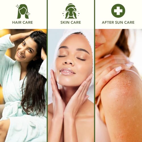 Green Leaf Naturals Aloe Vera Gel, After Sun Care for Face, Skin & Hair, Cold Pressed, Smooth Gel, Made in USA, Fast-Absorbing, Non-Sticky Formula with Vitamin C, 12 oz 12 Ounce (Pack of 1)